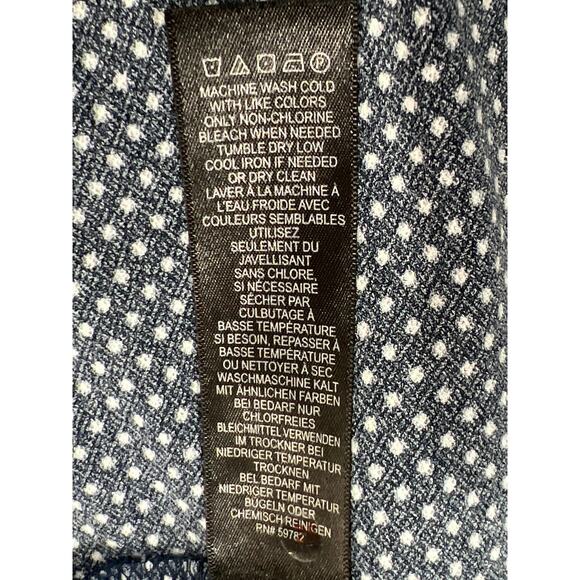 Adrianna Papell Blue Polka Dot Dress, Size M, V-Neck, Asymmetric Hem - Picture 10 of 13